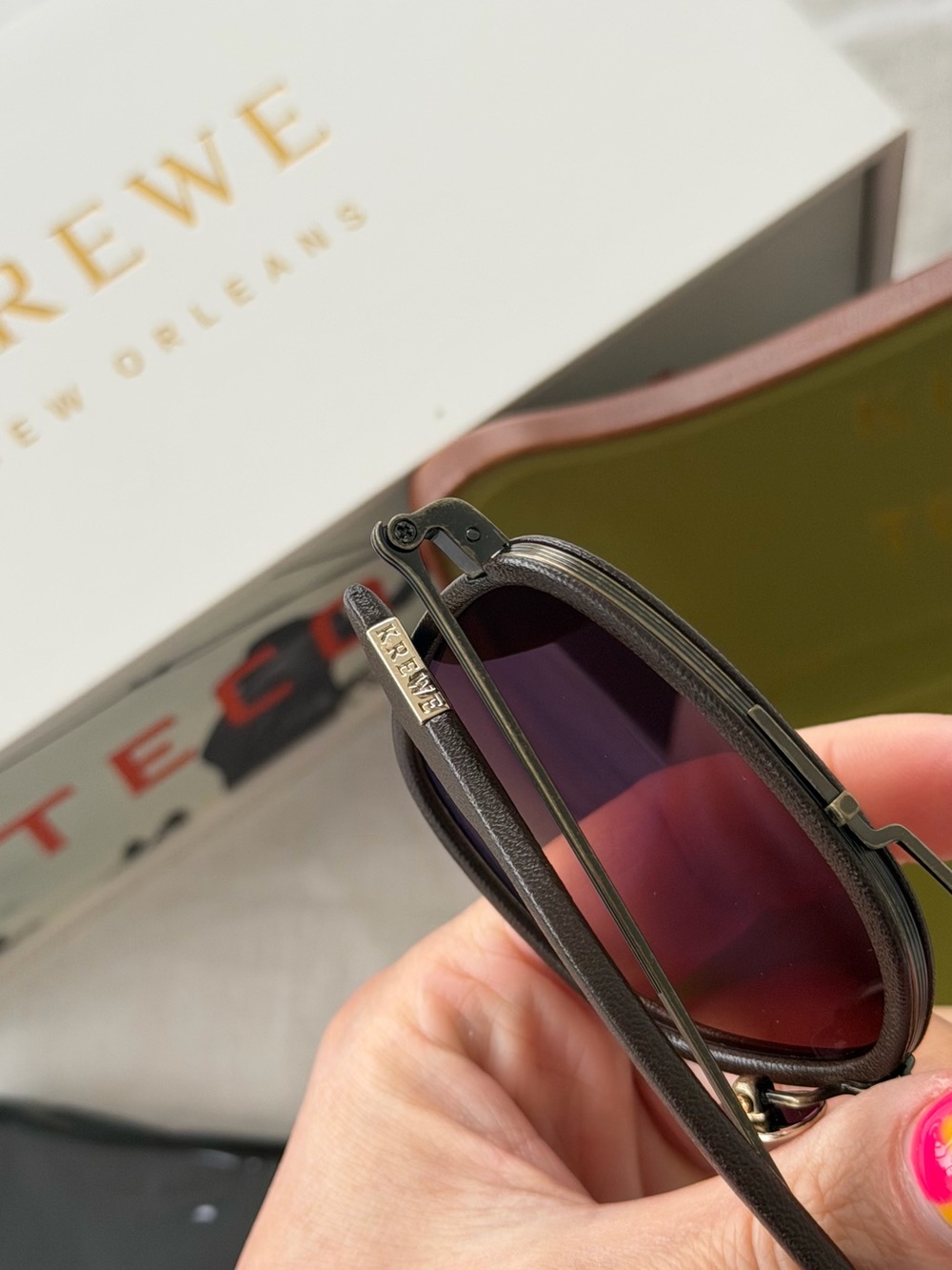 KREWE x Tecovas Austin Brown Gradient Square Aviator Sunglasses NEW - Picture 7 of 10